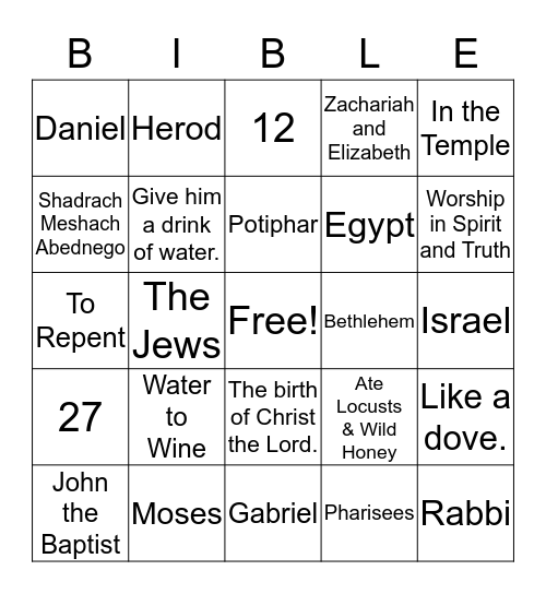 Bible Review Bingo Card