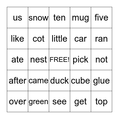 Long or Short Vowels Bingo Card