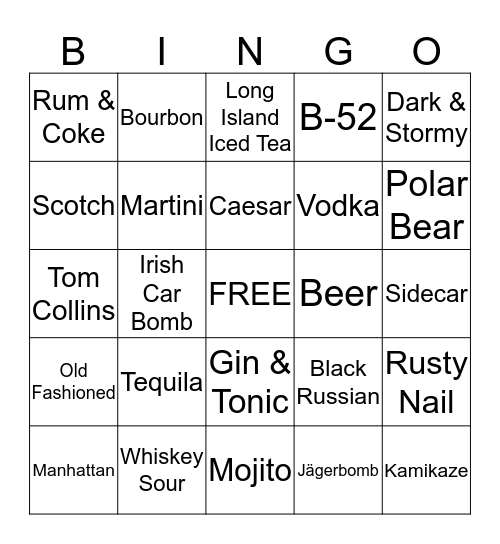 Bingo-Boozeo Bingo Card