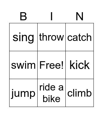 I can do it Bingo Card