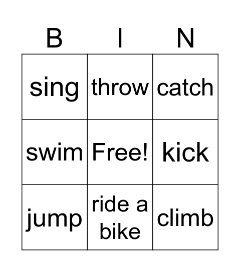 I can do it Bingo Card