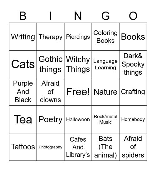 Penpal Bingo Card