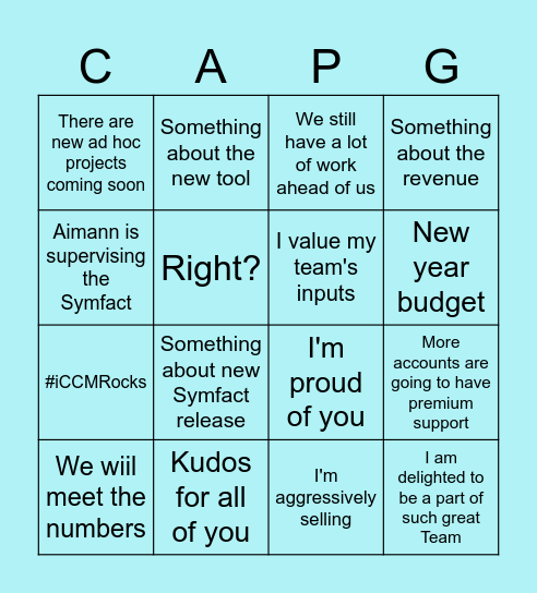 Monthly Call Bingo Card