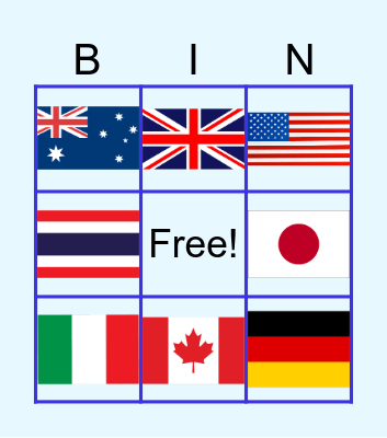 Countries Bingo Card