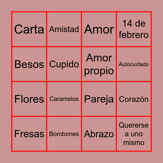 BINGO SAN VALENTIN Bingo Card