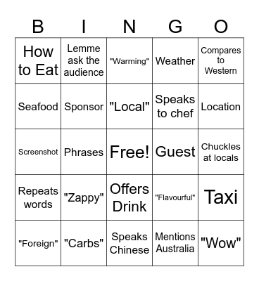 Blonde Fatty in China Bingo Card