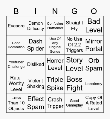 Recent Tab Bingo Card