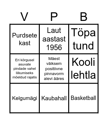 Vastlapäeva Bingo Card