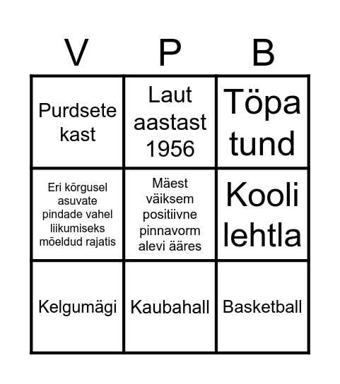Vastlapäeva Bingo Card