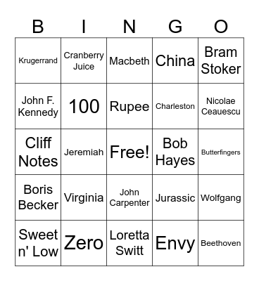 Trivia 1 Bingo Card