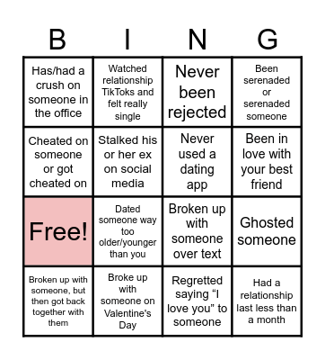 Valentine's Day Bingo Card