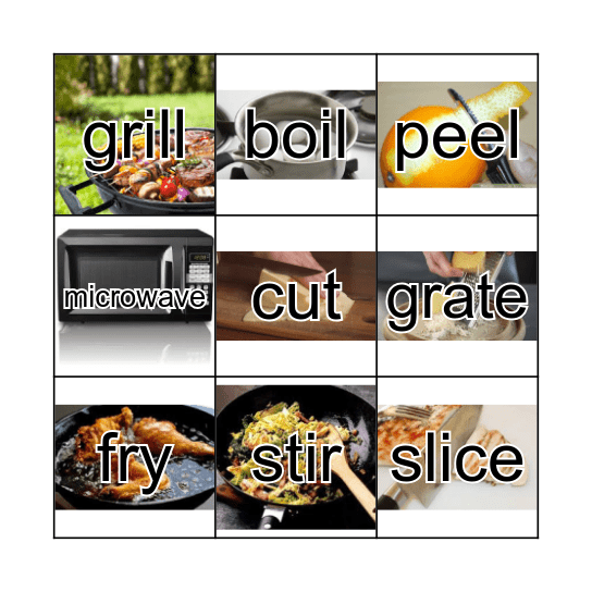 Cooking Verbs Bingo Card