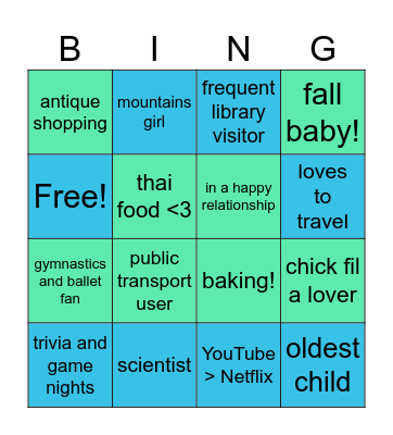 Aislinn's pen pal bingo Card
