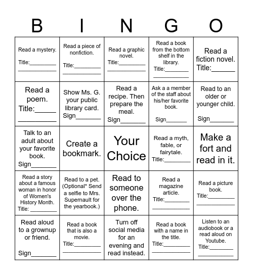 March Madness Bingo Card