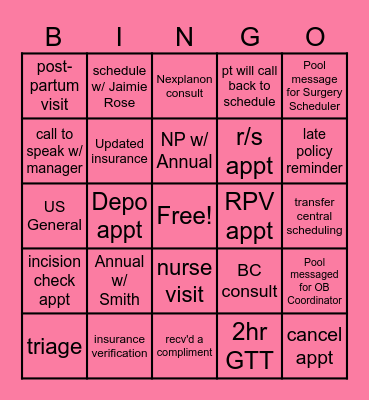 VALENTINES BINGO Card