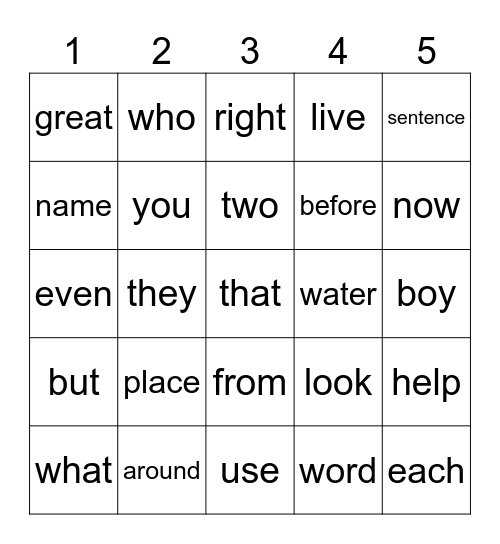Word Battle Ship Bingo Card
