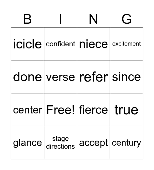 Set 7: Soft "c" and Hard "c" Bingo Card