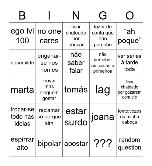 marco bingo Card