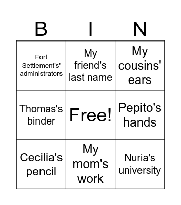 Saxon Genitive Bingo Card