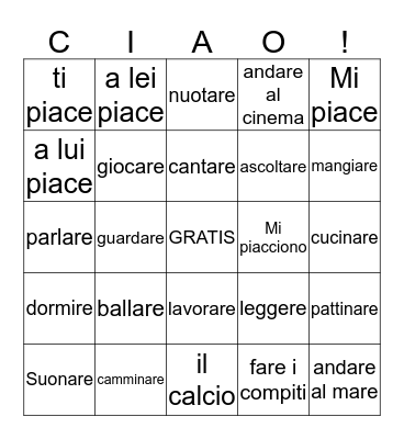 MI PIACCIONO I CANNOLI! :)  Bingo Card