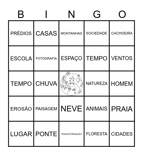 BINGO ESPAÇO GEOGRÁFICO Bingo Card