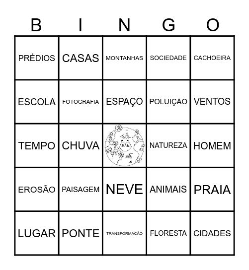 BINGO ESPAÇO GEOGRÁFICO Bingo Card