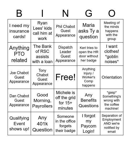 HR Bingo Card