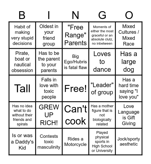 Fabian Seacaster Kinnie Bingo Card