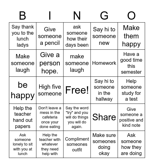 Day of Hope Bingo Card