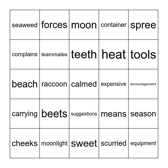 Lessons 40 - 42 Bingo Card