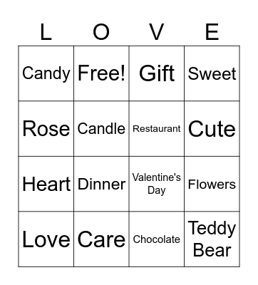 Valentines Bingo Card