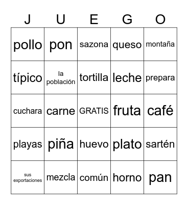 lotería Bingo Card