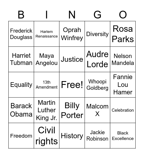 LEADA BINGO - BLACK HISTORY MONTH Bingo Card