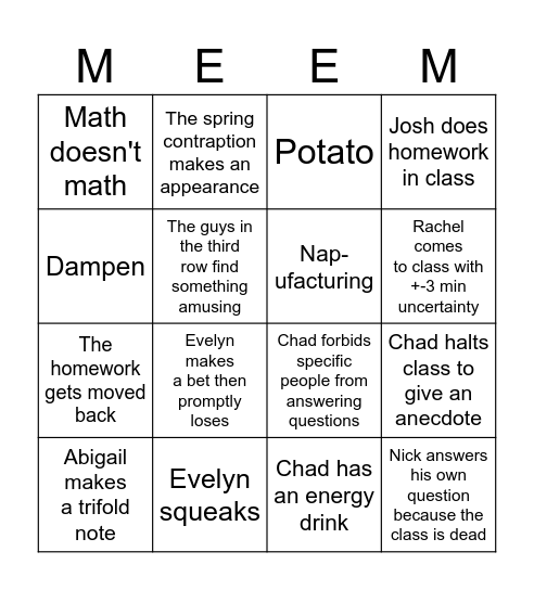 Dynamic Systems and Manufacturing Bingo Card