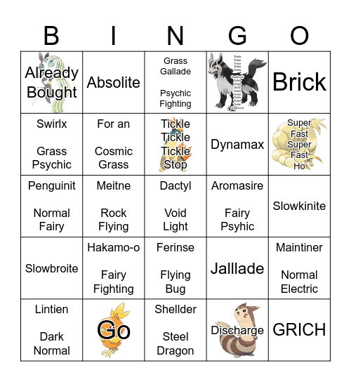 Pokemon Bingo Card