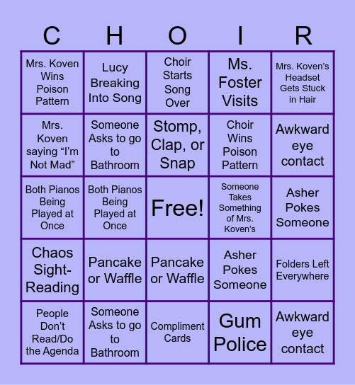 Saintly Voices Bingo Card