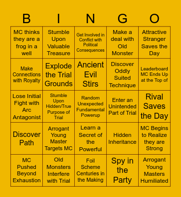 Trial Bingo Card