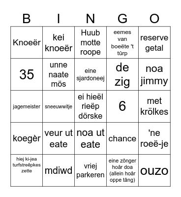 aafteakenlieëst vasteloavendj 2024 Bingo Card