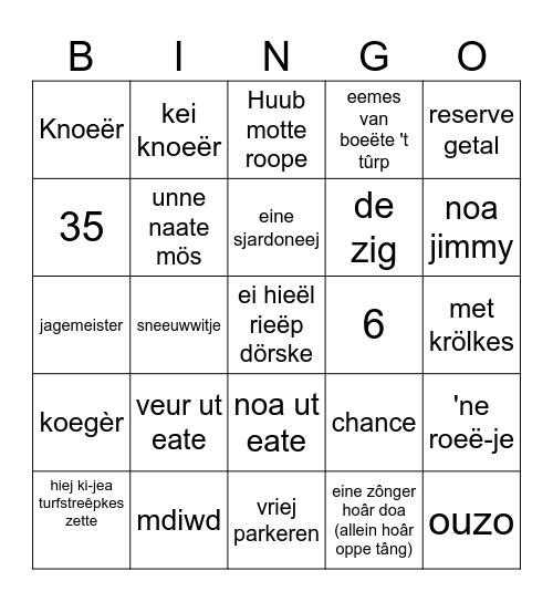 aafteakenlieëst vasteloavendj 2024 Bingo Card