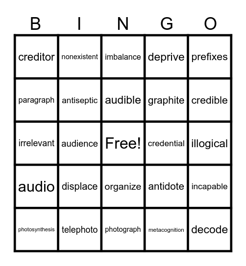 Review Bingo Card