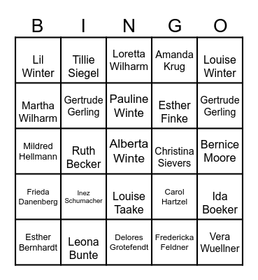 Trinity Ladies Aid   ***     113th Birthday Bingo Card