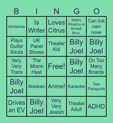 Emily Bingo Card