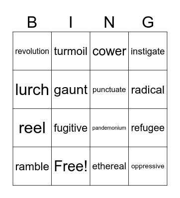 Refugee Set 1 Bingo Card