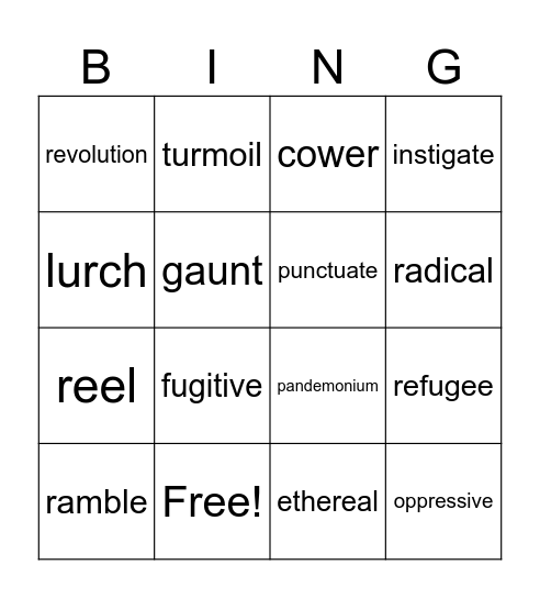 Refugee Set 1 Bingo Card