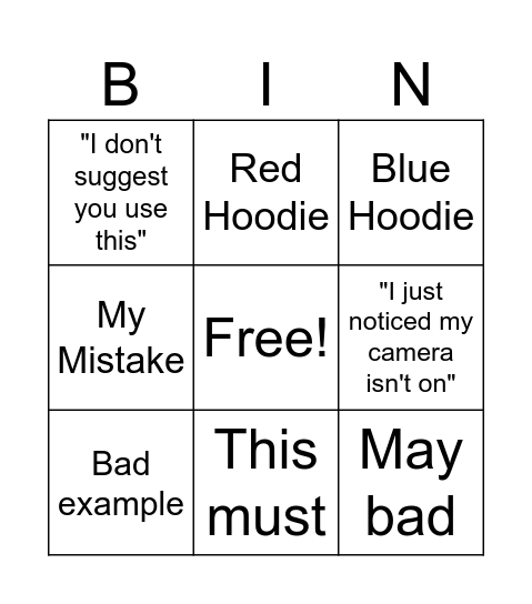 xClass Bingo Card