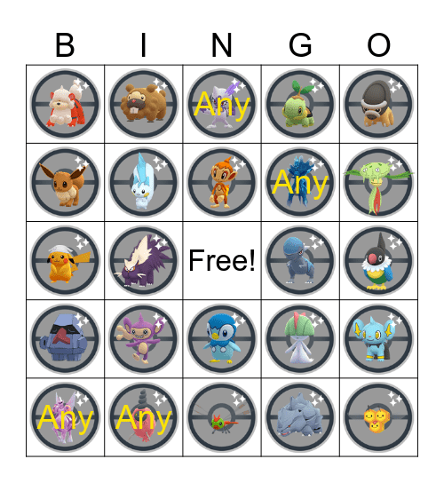 Sinnoh Tour Bingo Day 1 Bingo Card