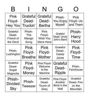 Radio Bingo Jam Band Band Jam Bingo Card