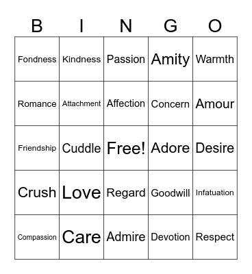 Love Bingo Card