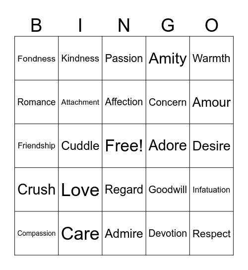 Love Bingo Card