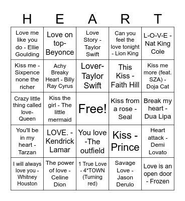 Valentine's Day Singo Bingo Card